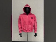 Custom batu cuci rhinestone besar zip up hoodie