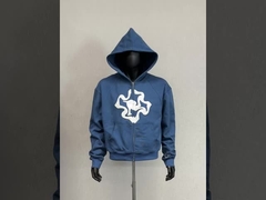 Custom 500 gsm puff cetakan berat zip up hoodie
