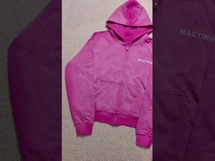 Setelan Jogging Olahraga Longgar Acid Wash Kustom untuk Pria Pakaian Jalanan Ritsleting 100% Katun Sweatpan