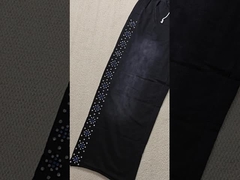 Celana Jogger Kustom Celana Keringat Ukuran Besar Katun French Terry Kaki Lurus Longgar Acid Wash Melebar Rhinest