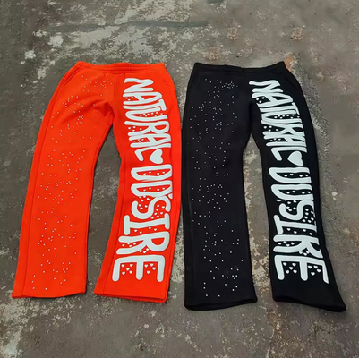 Beli Custom Rhinestone Puff Print Sweat Pants Jogger Vintage Acid Wash Sweat Pants Pria online manufacture
