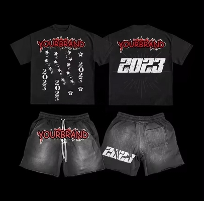 Beli Custom Men's Vintage Washed Graphic Tank Top dan Sweat Shorts Set dengan Digital Print online manufacture