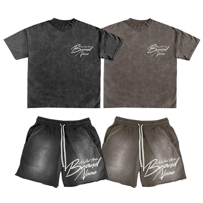 Beli Label yang disesuaikan Anti-statis Musim Panas 2 Piece T-Shirt Grafis dan Set Celana Pendek untuk Pria online manufacture