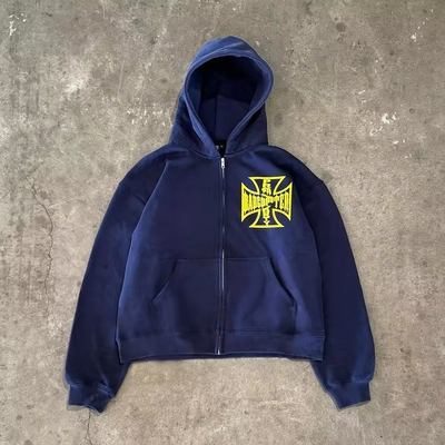 Beli 500 Gram Berat Kain Custom Cut Raw Hem Cropped Vintage Acid Wash Sun Fading Hoodie online manufacture