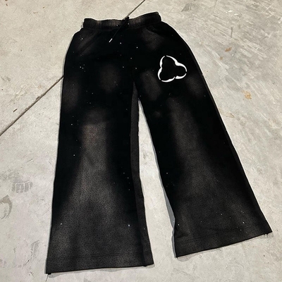 Beli Musim semi Pria Rhinestone Pants Custom Oversized Asam Cuci Potong dan Jahit Sweatpants online manufacture