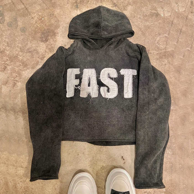 Beli Custom Men's Streetwear Bordir Matahari Lenyap Potong Edge Acid Wash Hoodies dengan Raw Hem online manufacture