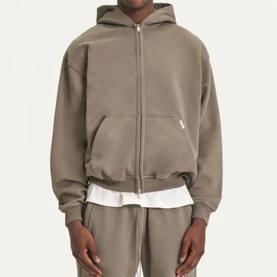 Beli Cuci Berat Berat Baja Drop Bahu Blank Asam Miskin Dipotong Zip Up Hoodie online manufacture
