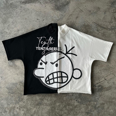 Beli 400 gram tebal kerah bordir drop bahu oversized putih kotak potong T-shirt pria online manufacture