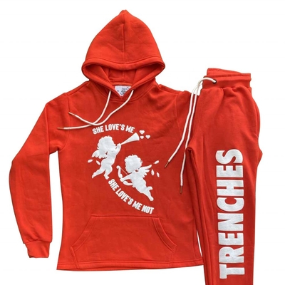 Beli Hoodies Unisex Silk Screen printed tracksuit pria Sweatshirt 3D Puff Print Hoodie Tracksuit online manufacture