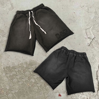 Beli Kesulitan bordir patch asam cuci vintage katun jogger sweater celana pendek dalam ukuran pria online manufacture