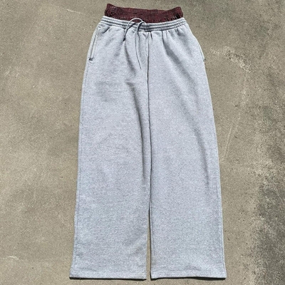 Beli Custom Wide Leg Sweat Pants Cotton French Terry Double Waist Straight Track Pants untuk Pria online manufacture