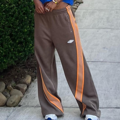 Beli Custom Streetwear Casual Baggy Striped Wide Leg Pants untuk Pria Sweatpants ringan online manufacture
