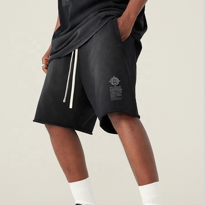 Beli Kain Tipe Perancis Terry dicetak sepeda cuci asam peluh celana pendek pria Casual Gym Fitness online manufacture
