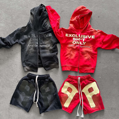 Beli Acid Wash Zip Up Hoodie dan Sweatpants Set Desain Khusus untuk Pria online manufacture