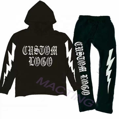 Beli Pria Baju Perancis Terry Cut Raw Hem Cut Sew Asam Cuci Flared Sweatpants Set Hoodie online manufacture