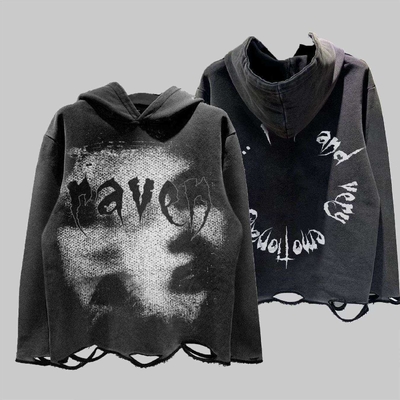Beli Kain katun Unisex Hoodie bermasalah Cetakan layar Perancis Terry Pullover online manufacture