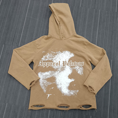 Beli S-6XL dtg pencetakan hoodies oversized Perancis Terry Cotton Hoodie dengan distressed robek online manufacture