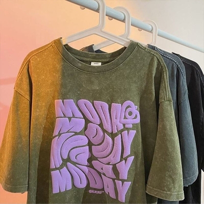 Beli Boxy Fit Vintage Acid Wash Miskin Oversized Drop Shoulder T-Shirt S-5XL atau Disesuaikan online manufacture
