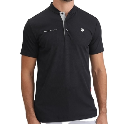 Beli 2024 Desain Mandarin Collar bordir Karet Silikon Logo Slim Fit Golf Polo T-shirt online manufacture