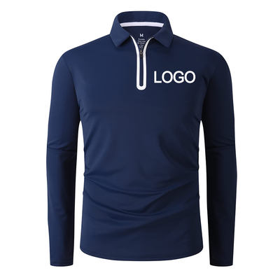 Beli Kelembaban Wicking Dry Fit lengan panjang Sesuai Streetwear Setengah Zip Up leher Golf Shirt online manufacture