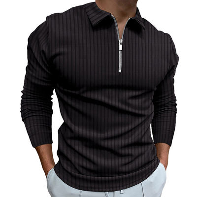 Beli T-Shirt Polo Custom untuk Pria Luxury Half Zip Up Neck Ribbed Bisnis Casual T-Shirt online manufacture
