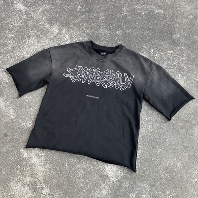 Beli 300Gsm T-Shirt Perancis Terry Berat T-Shirt Matahari Lenyap Asam Cuci Kotak Potong T-Shirt Pria online manufacture