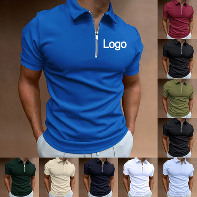 Beli Label yang disesuaikan Kaos Polo Pria Polyester Bernafas Spandex Zipper Top lengan pendek online manufacture