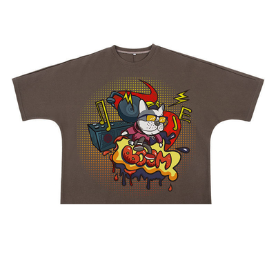 Beli Baja Pria T-Shirt Oversized Dalam 300 Gsm Baja tanpa jahitan lengan pendek Kotak Cut T-Shirt Pria online manufacture