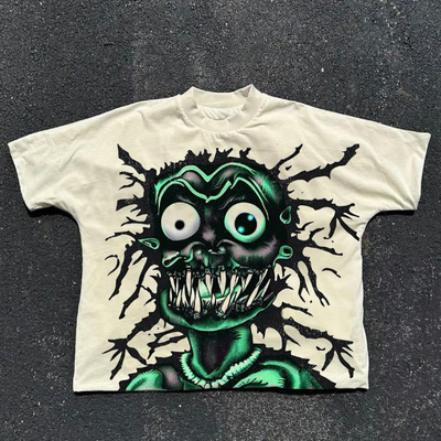 Beli T-Shirt Pria Custom Knitted Cotton dengan Cetakan DTG dan Desain Tanaman Kothak online manufacture