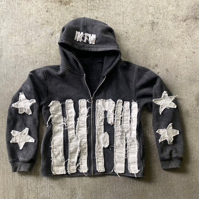 Beli Knitted Custom Men's Heavy Weight 500 gsm Cotton Distressed Hoodie dengan Liner dan Applique online manufacture