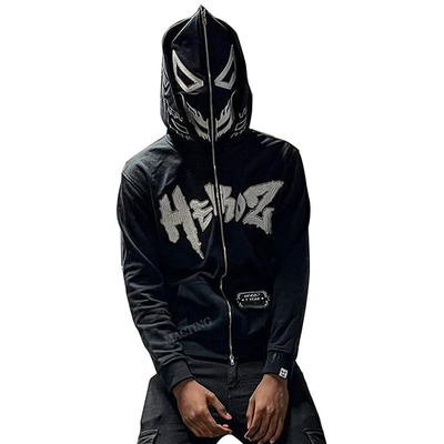 Beli 500 gsm Heavyweight Cotton Double Hoods Printed Custom Hoodies Full Face Zip Up untuk Pria online manufacture