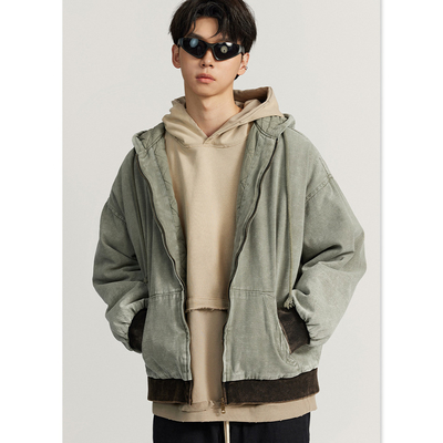 Beli Custom Logo Musim Dingin Vintage Fashion Pria Oversized Quilted Cotton Hoodie Jaket Jaket online manufacture