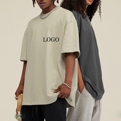 Beli Desain Logo Custom T-Shirt Cuci Untuk Pria Oversized Drop Shoulder T-Shirt dalam 100% Katun online manufacture