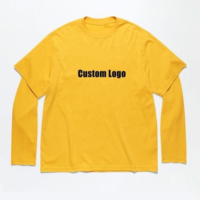 Beli Printing Grafis Acid Stone Wash Vintage Double Layer Long Sleeve T-Shirt untuk Pria online manufacture