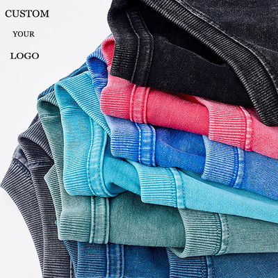 Beli T-Shirt Cuci Asam Pria yang Disesuaikan dengan Warna 100% Katun untuk Streetwear dan Hip Hop online manufacture