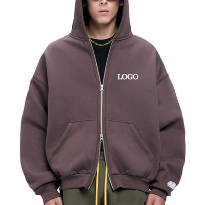 Beli Hooded Collar Printing Streetwear Brown Zip Up Crop Top Hoodie dengan 500 Gsm online manufacture