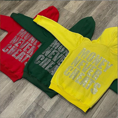Beli 800 Gram Kain Berat Hoodies Custom Oversized Polyester Cotton Bling String Hoodie online manufacture