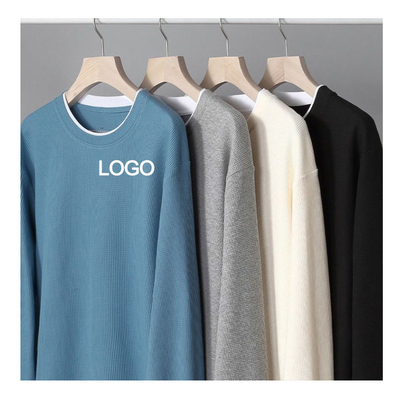 Beli 6xl 5xl 3xl sweatshirt leher kru berukuran besar gaya kasual pria waffle rajutan T-shirt bulu panas online manufacture