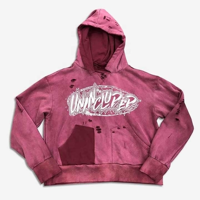 Beli Vintage Sun Fading Distressed Ripped Sweater Hoodie untuk Pria dan Wanita dalam gaya Unisex online manufacture