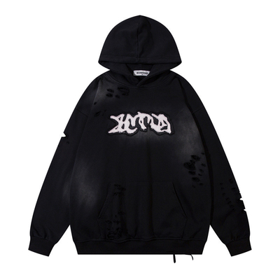 Beli Vintage Batu Pasir Cuci Hoodie robek Streetwear Amerika berat Cuci asam online manufacture
