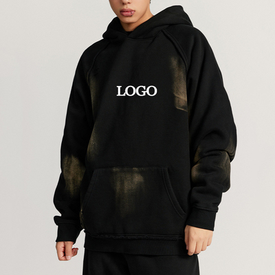Beli Hoodie Pakaian Kotton tebal Vintage Lenyap Cuci Dirobek Desain untuk Pria Lengan biasa online manufacture