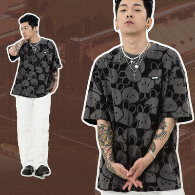 Beli O-Neck Unisex Streetwear Custom 100% Cotton Graphic All Over Screen Print T-Shirt online manufacture