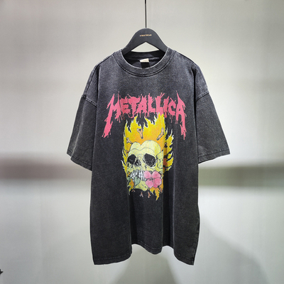 Beli Black Acid Wash Unisex Custom Logo DTG Print Drop Shoulder T-shirt untuk Vintage Cotton online manufacture