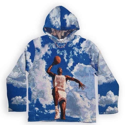 Beli Anti-Shrink Heavyweight Perancis Terry Oversized Men Printed Woven Anime Tapestry Hoodie online manufacture