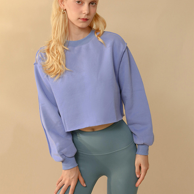 Beli Outdoor Oversized dipotong crewneck sweatshirt Hoodie Crop Top Wanita Raw Hem online manufacture