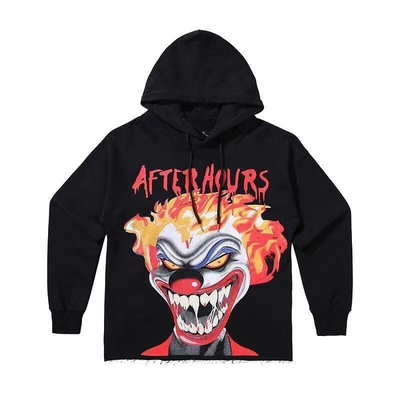 Beli Hoodies grafis hitam pria wanita cetak Perancis Terry Katun Heavyweight Hoodies potong online manufacture
