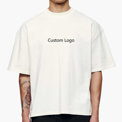 Beli Custom Oversized Crop Top Pria Baju Berat Drop Bahu Box Fit Putih T-shirt online manufacture
