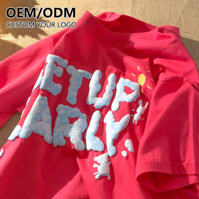 Beli Heavy Cotton Plain Graphic Oversized Foam Screen Printing T-Shirt Pria dengan Logo Khusus online manufacture