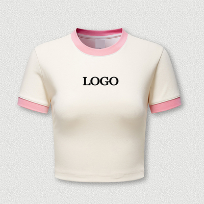 Beli Custom Y2k Graphic Printed Streetwear Pink Baby Tee Ringer Crop Top T-shirt untuk Wanita online manufacture
