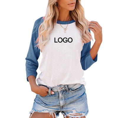 Beli 6xl 4x 3/4 jaket lengan dengan lengan panjang kaos wanita poliester kapas kru leher kosong raglan Baseball Jersey T-shirt online manufacture